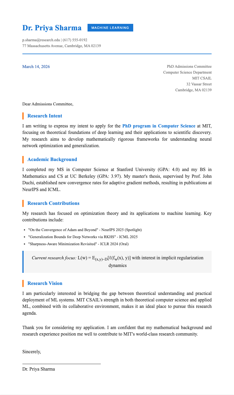 AI research digest letter of intent